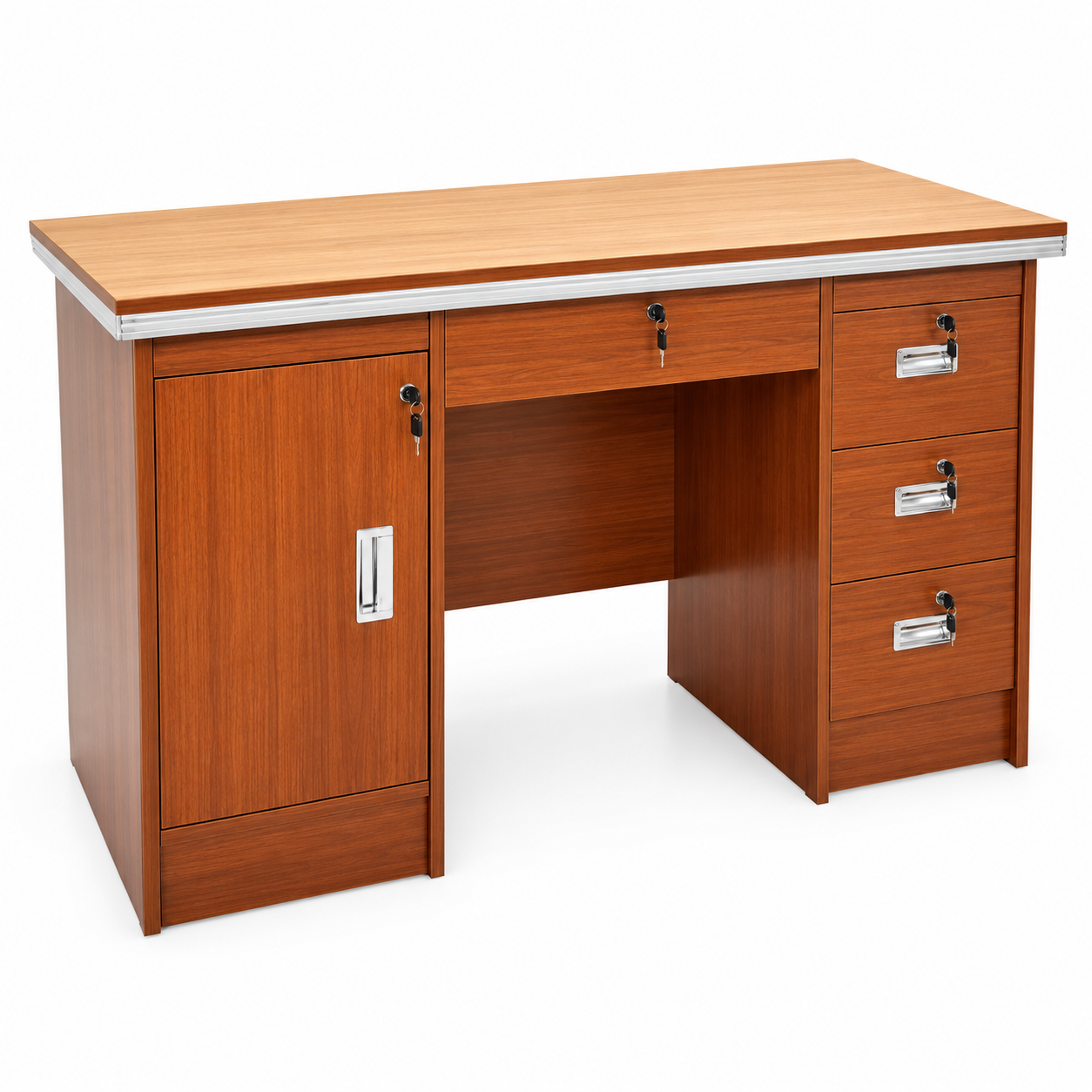 Wooden Office Table with Drawers & Cabinet