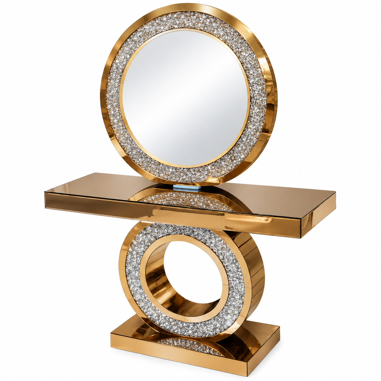 O-Shaped Mirror Console Table
