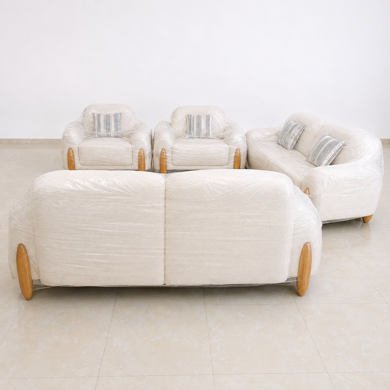 White Turkey Fabric Sofa 8 Seater