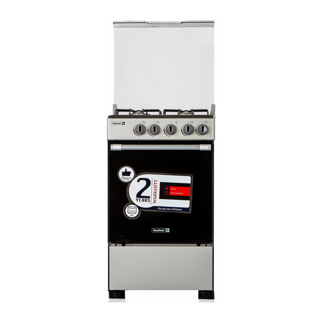 Scanfrost Gas Cooker 50x55 4 Burners SFC5402S Silver/Black