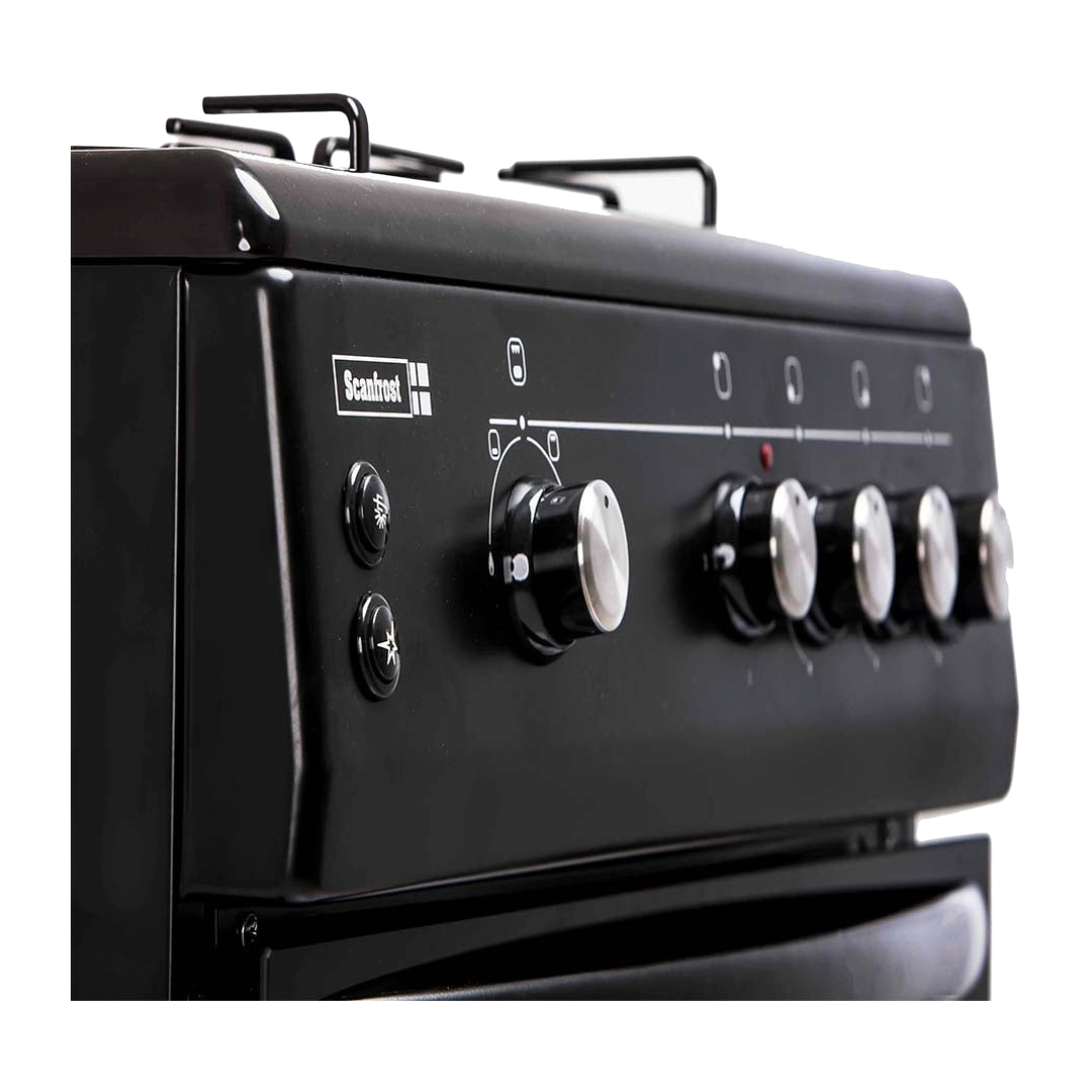Scanfrost Gas Cooker 60X60 3G+1E Black CK6302B