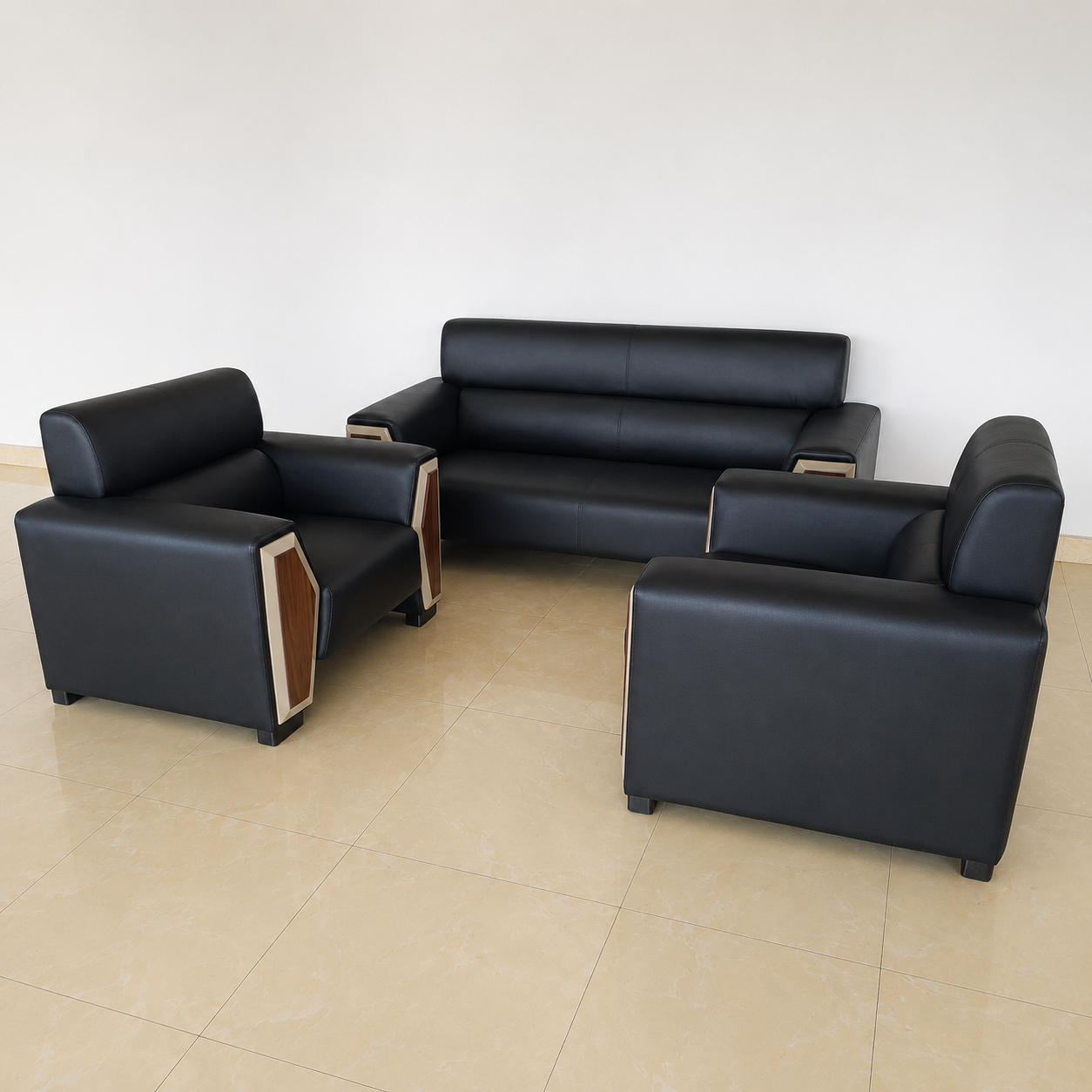 Unique Black Leather Sofa 5 Seater