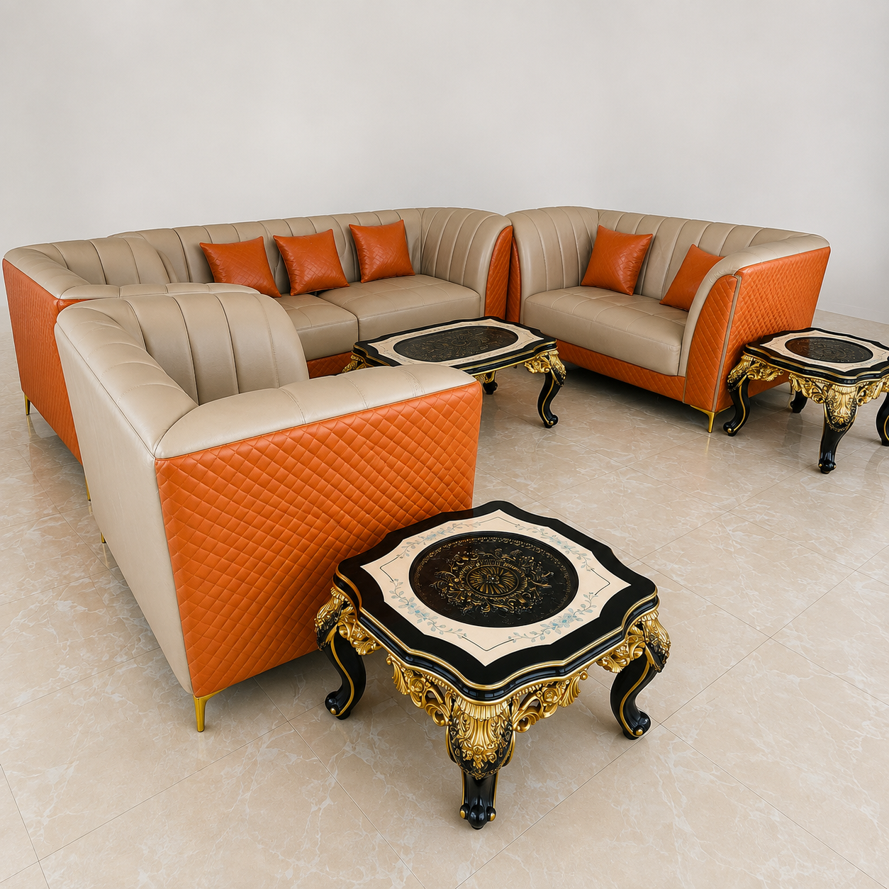 Unique Leather Living Room Sofa 7 Seater