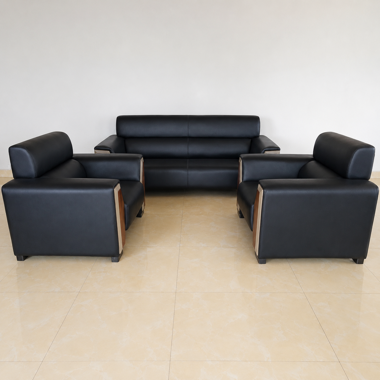 Unique Black Leather Sofa 5 Seater