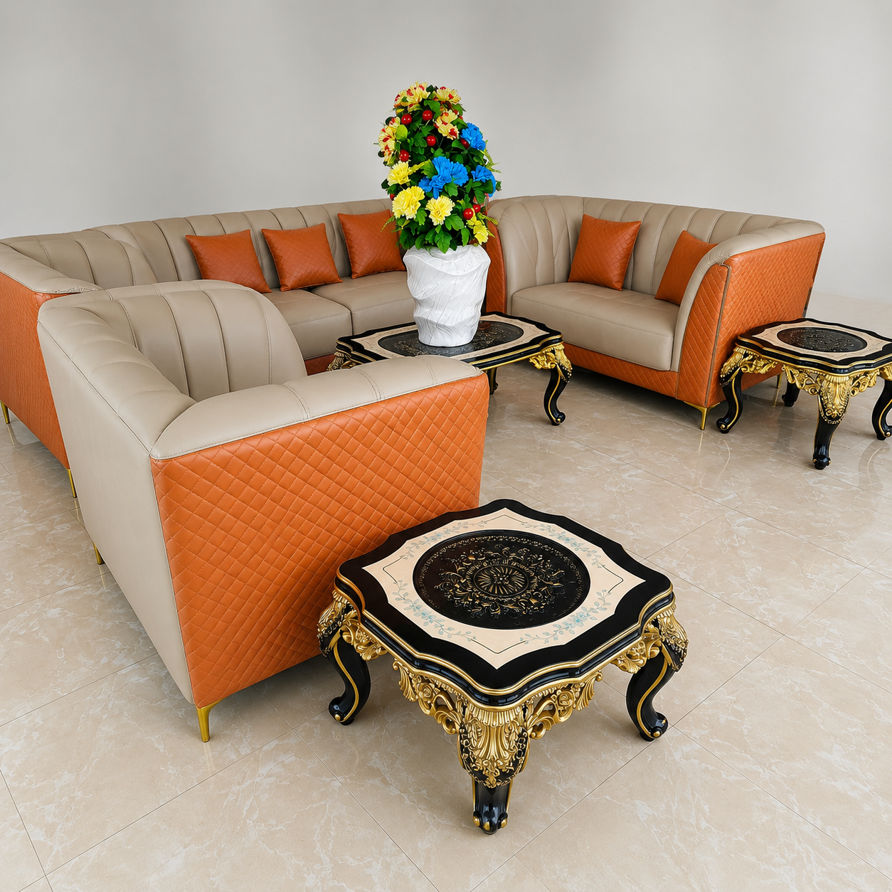Unique Leather Living Room Sofa 7 Seater