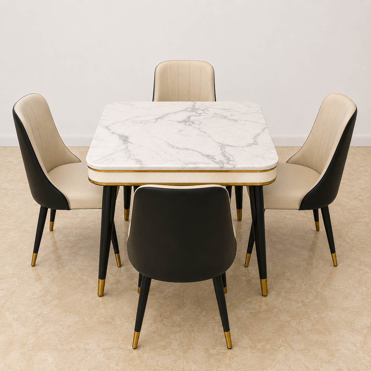 Unique Marble Top Dining Set 4 Seater