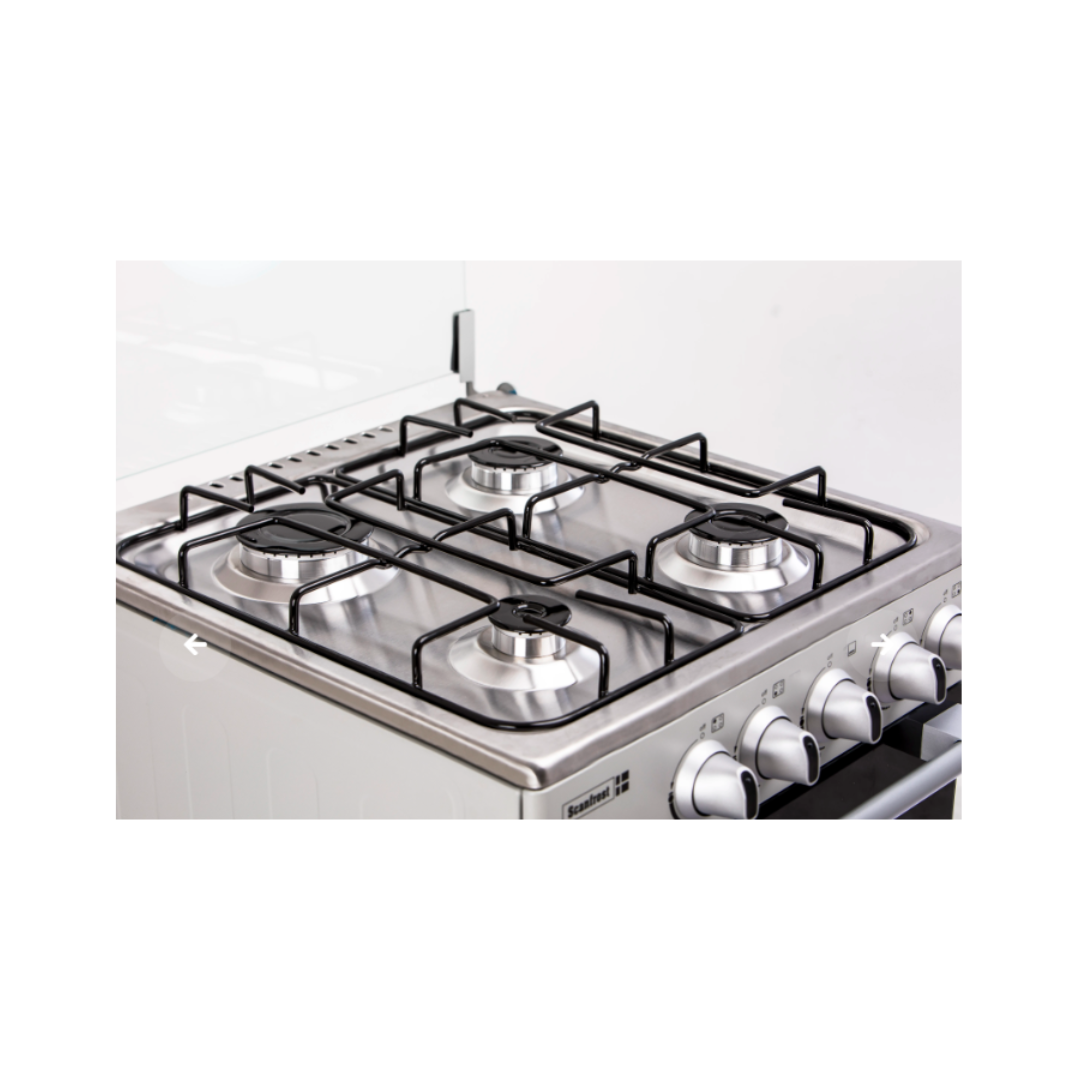 Scanfrost Gas Cooker 50x55 4 Burners SFC5402S Silver/Black