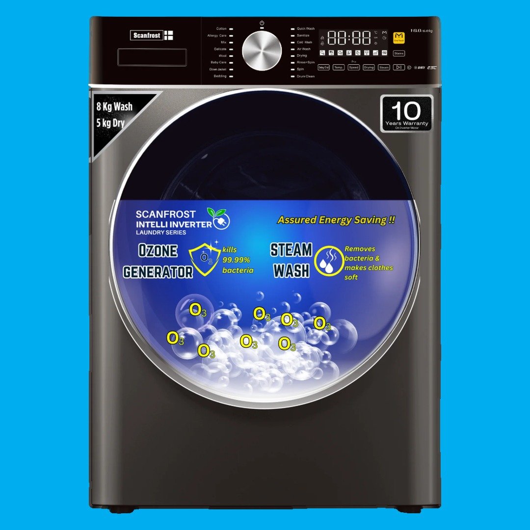 Scanfrost Front Loading 8KG/5KG Washer & Dryer-SFWD85INVME