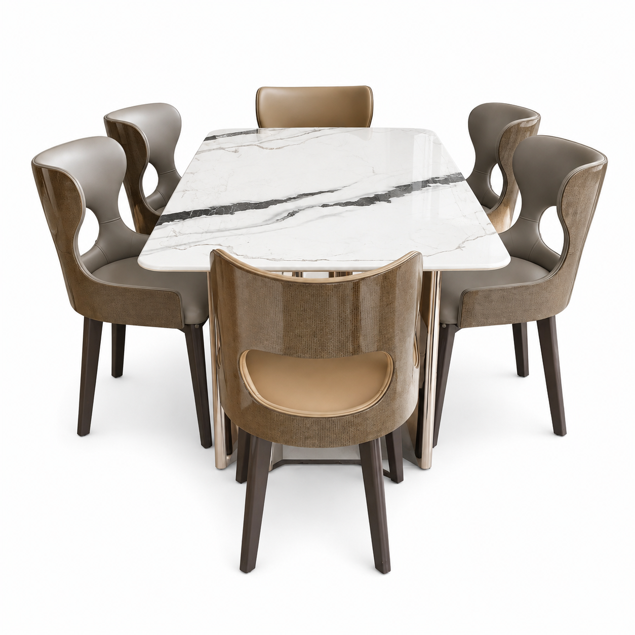 Unique Turkish Marble Top Dining Set 6 Seater