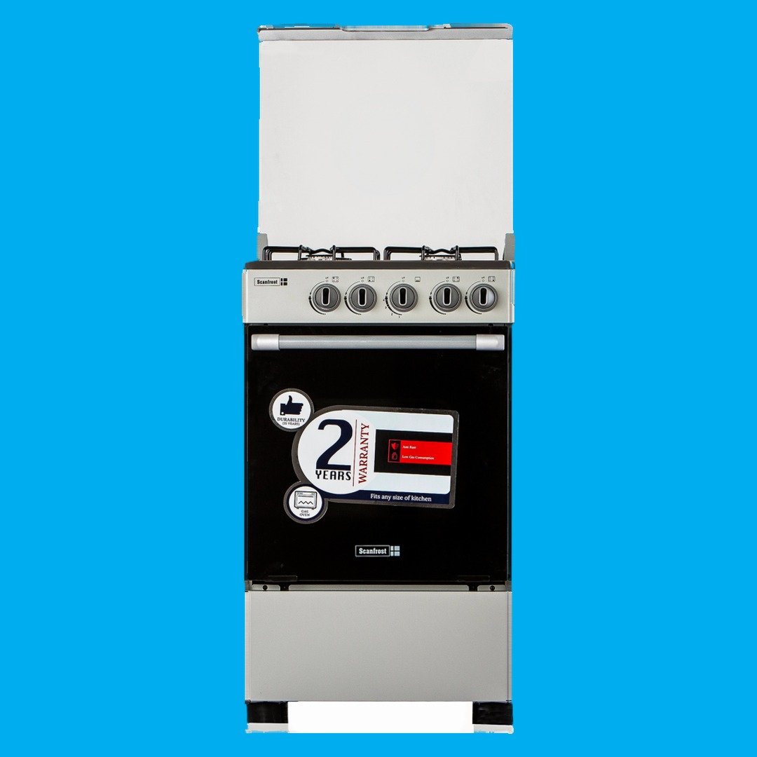 Scanfrost Gas Cooker 50x55 4 Burners SFC5402S Silver/Black