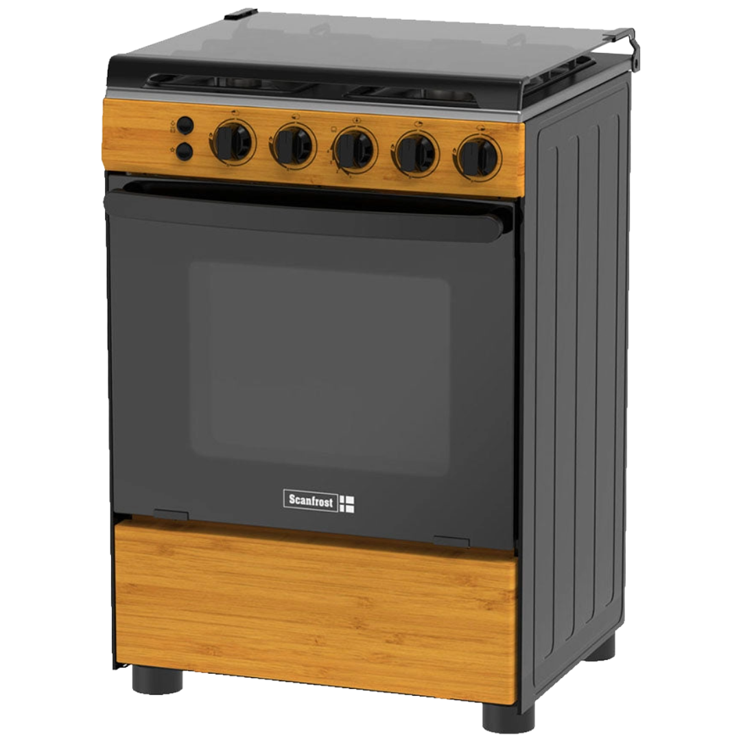 Scanfrost Gas Cooker /60X60/SFC6401NG/ 4GAS Wood Finish